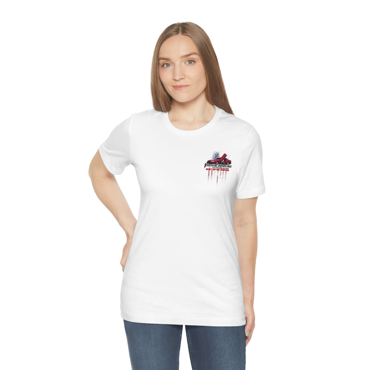 Unisex Jersey Short Sleeve Tee Cadillac Eldorado USA Color Flag V