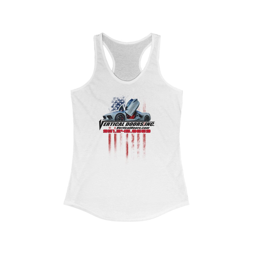 Women's Ideal Racerback Tank Chevrolet Corvette C8 USA Color Flag V