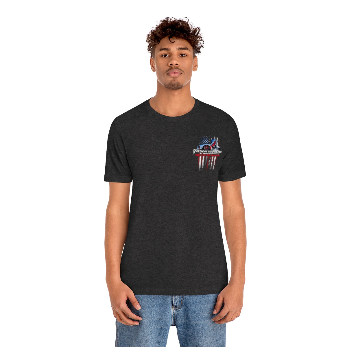 Unisex Jersey Short Sleeve Tee Tesla Model 3 Flag Color V VATES317