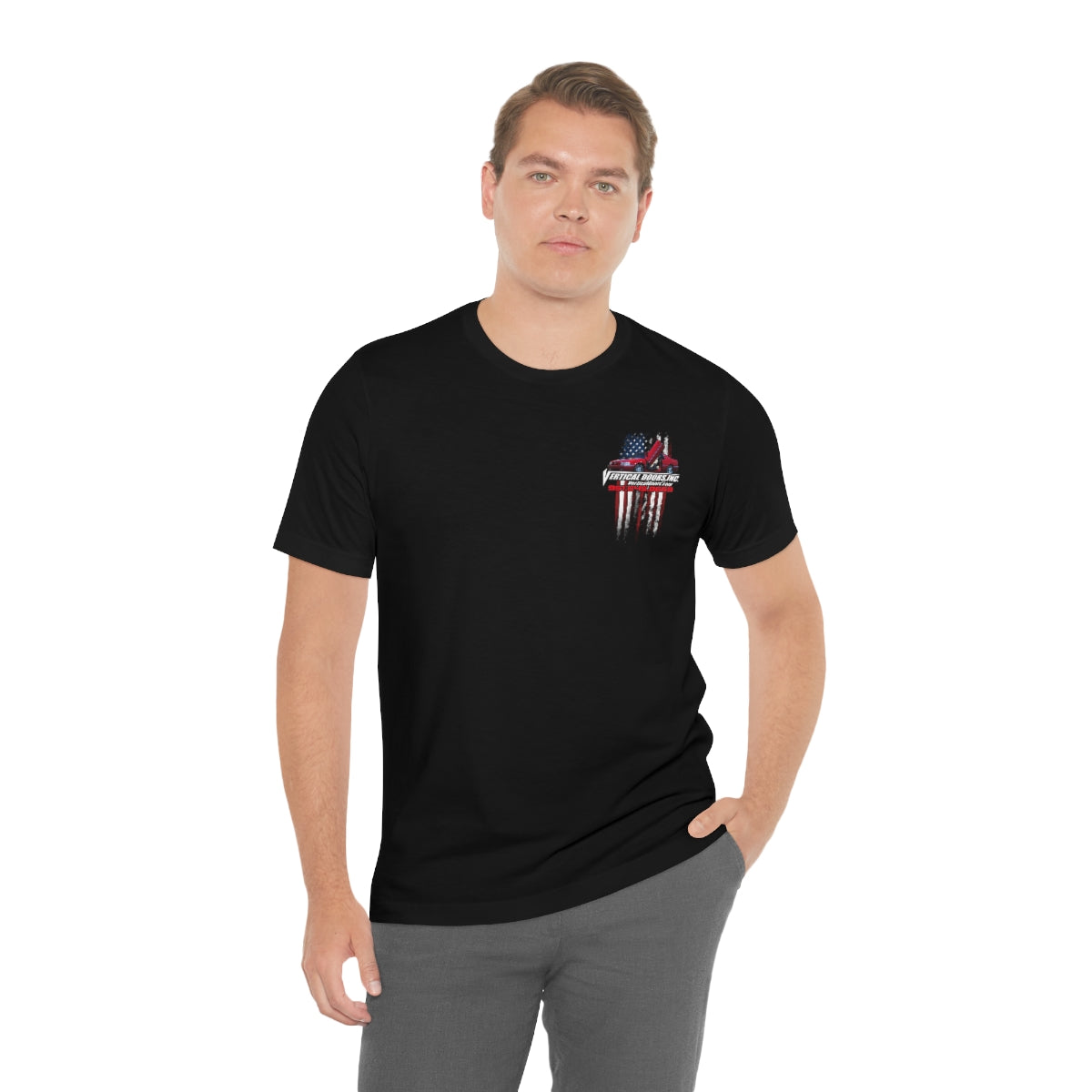 Unisex Jersey Short Sleeve Tee Cadillac Eldorado USA Color Flag V
