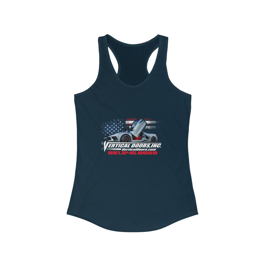 Women's Ideal Racerback Tank Chevrolet Corvette C8 USA Color Flag