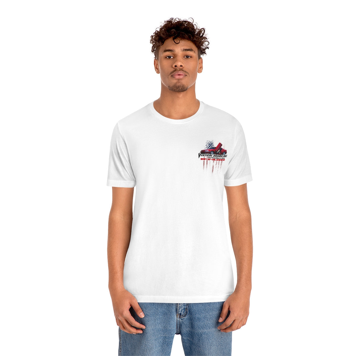 Unisex Jersey Short Sleeve Tee Cadillac Eldorado USA Color Flag V