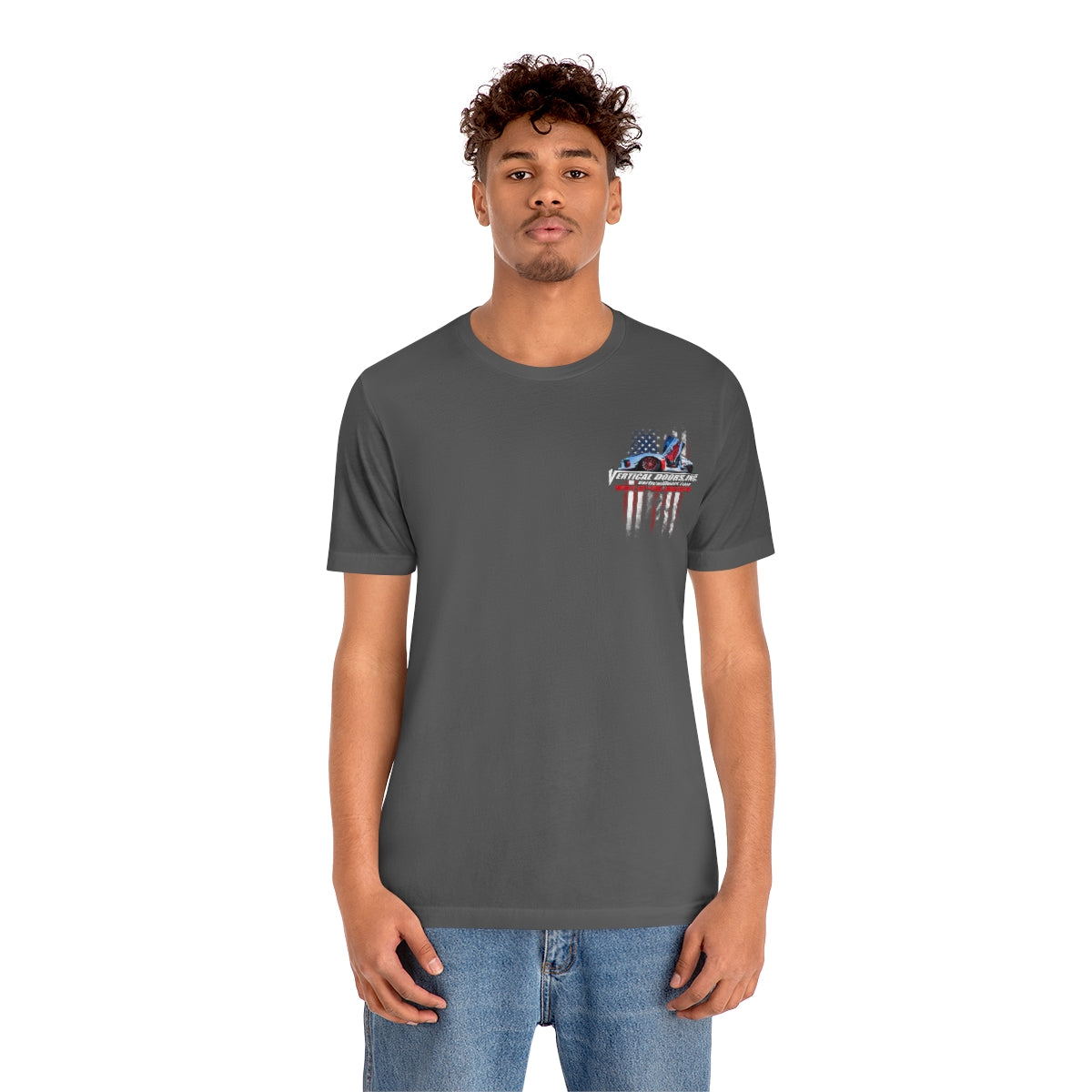 Unisex Jersey Short Sleeve Tee Tesla Model 3 Flag Color V VATES317