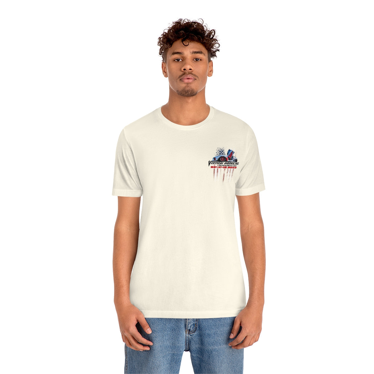 Unisex Jersey Short Sleeve Tee Tesla Model 3 Flag Color V VATES317