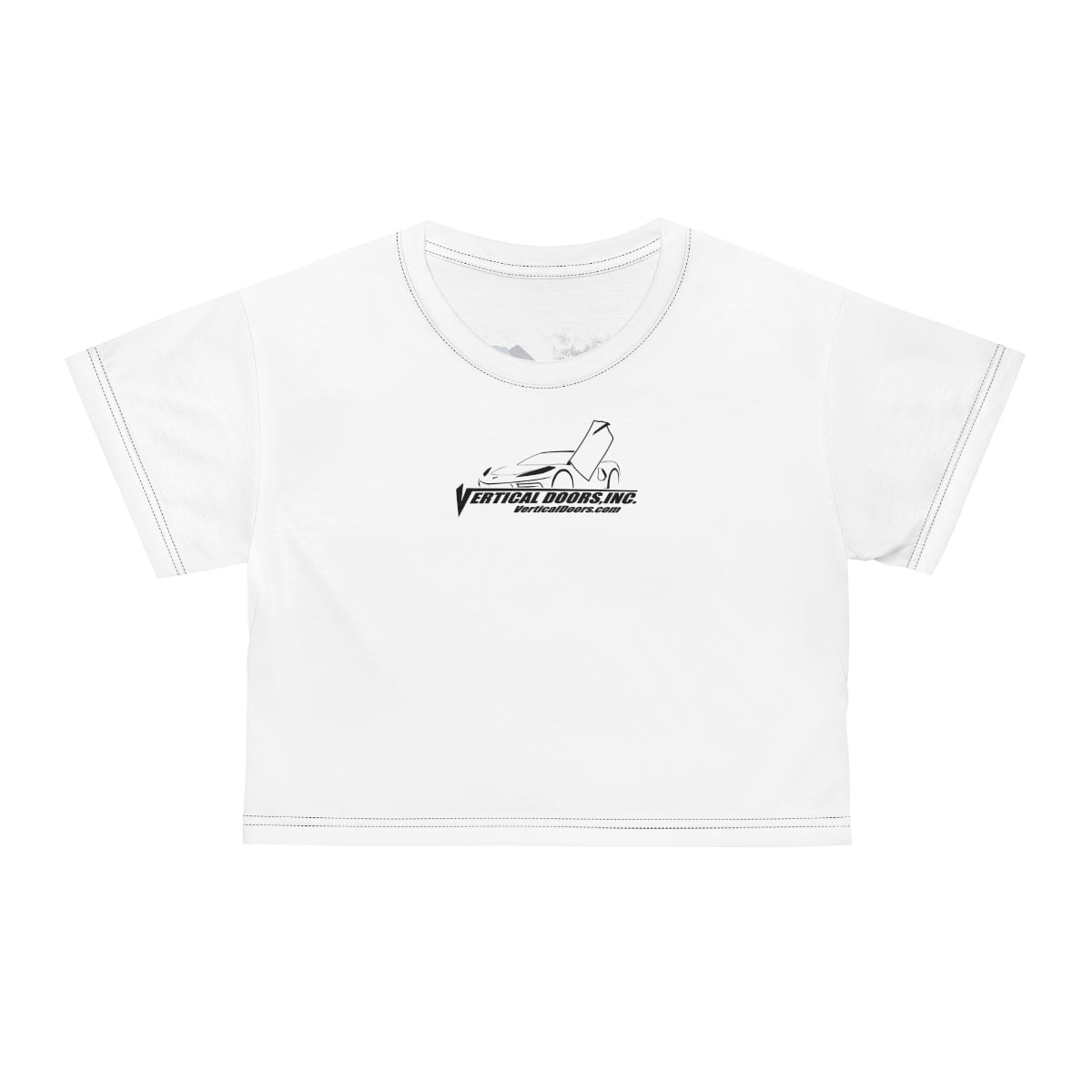 AOP Crop Tee Chevrolet Corvette C8 USA Color Flag Vertical