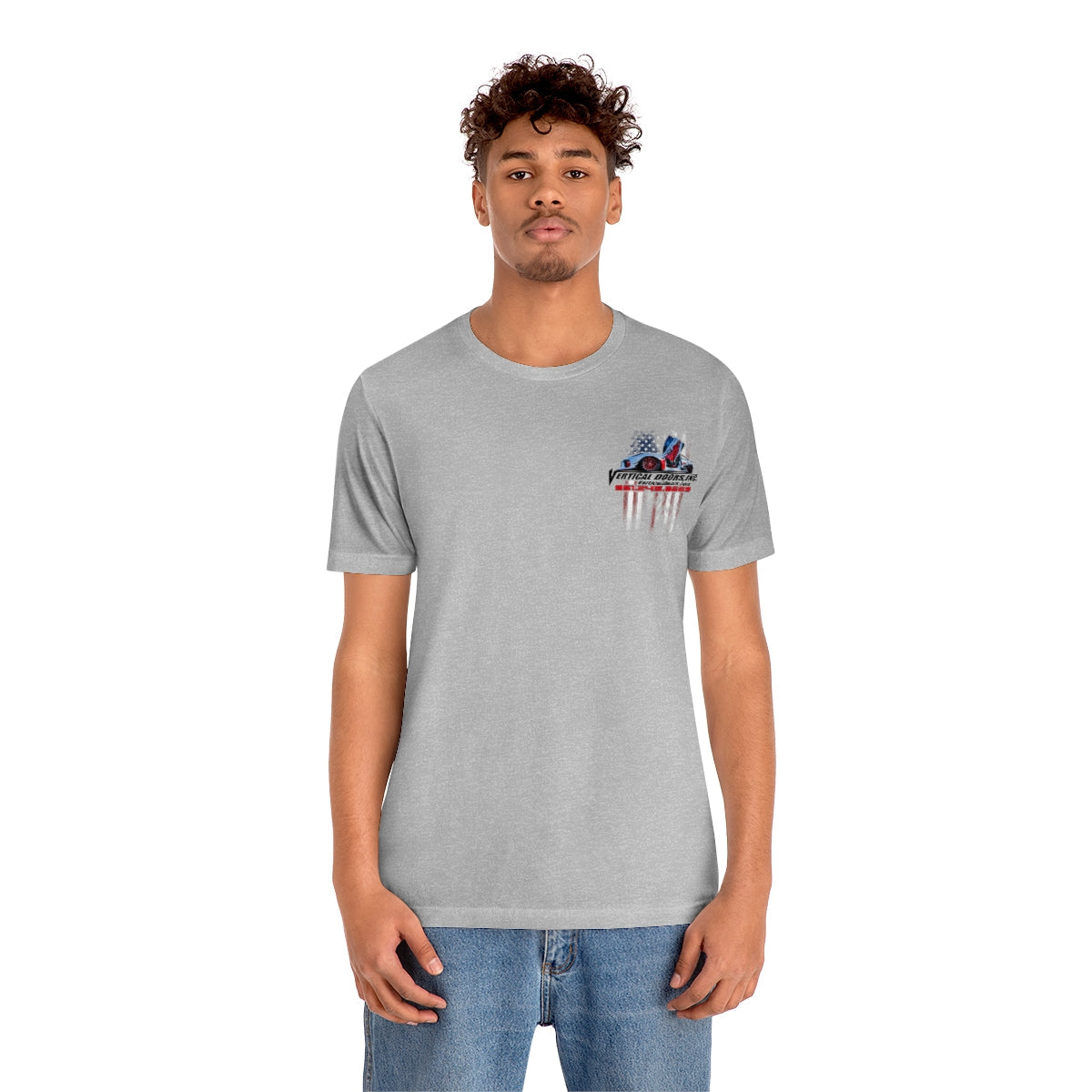Unisex Jersey Short Sleeve Tee Tesla Model 3 Flag Color V VATES317