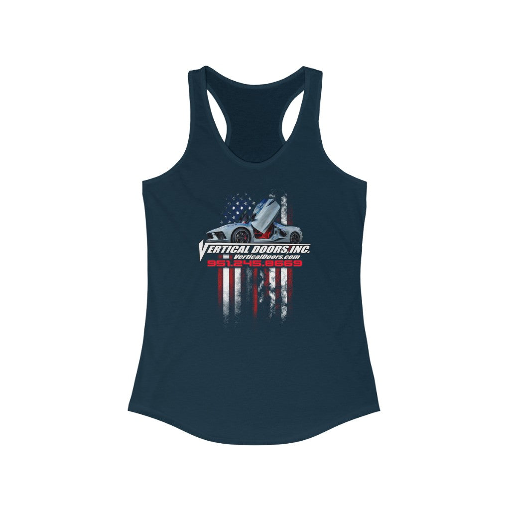 Women's Ideal Racerback Tank Chevrolet Corvette C8 USA Color Flag V