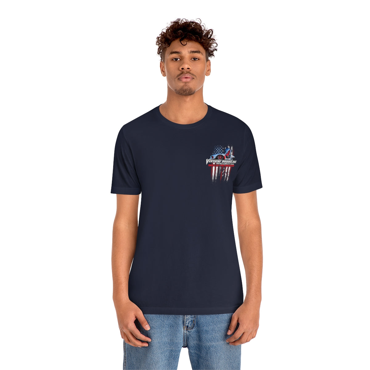 Unisex Jersey Short Sleeve Tee Tesla Model 3 Flag Color V VATES317