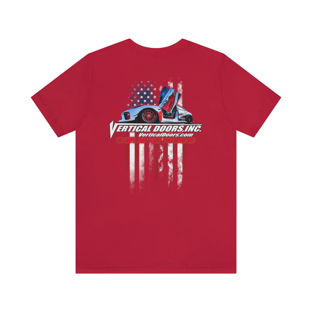 Unisex Jersey Short Sleeve Tee Tesla Model 3 Flag Color VATES317