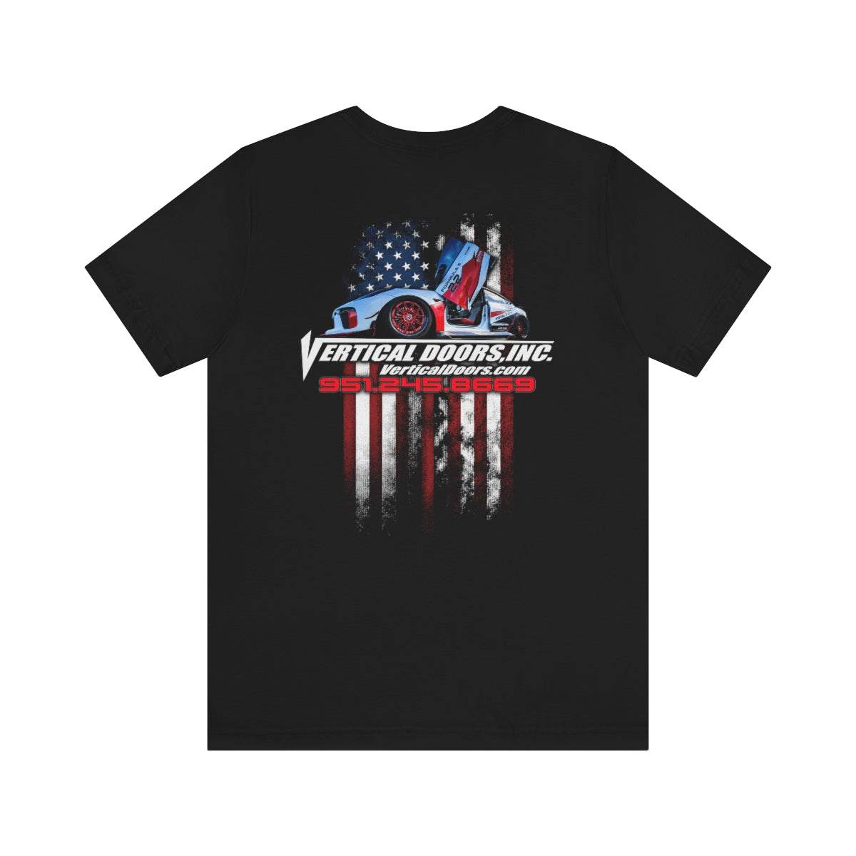 Unisex Jersey Short Sleeve Tee Tesla Model 3 Flag Color VATES317
