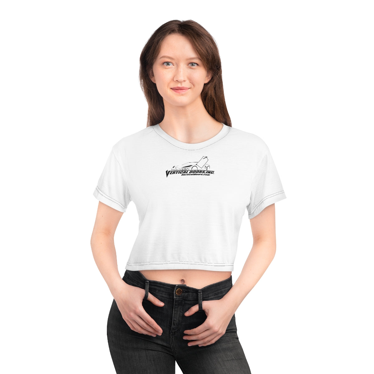 AOP Crop Tee Chevrolet Corvette C8 USA Color Flag Vertical