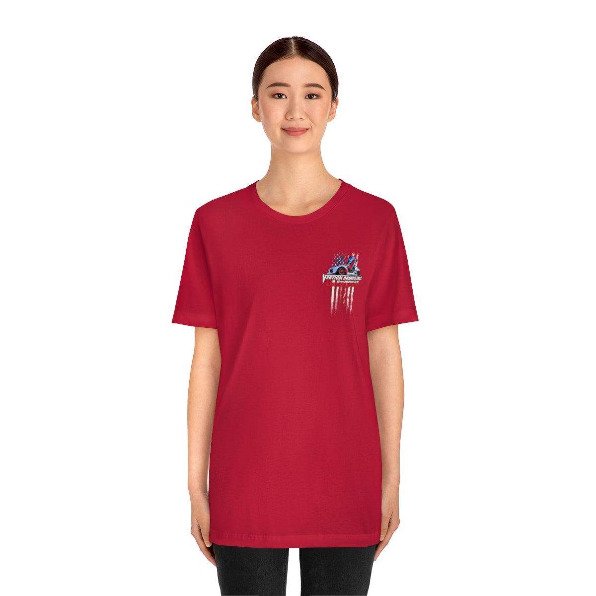 Unisex Jersey Short Sleeve Tee Tesla Model 3 Flag Color VATES317