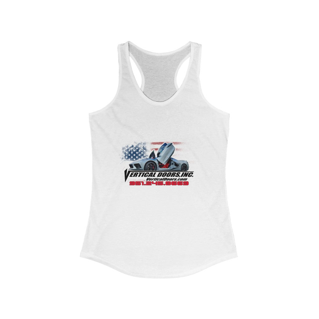 Women's Ideal Racerback Tank Chevrolet Corvette C8 USA Color Flag