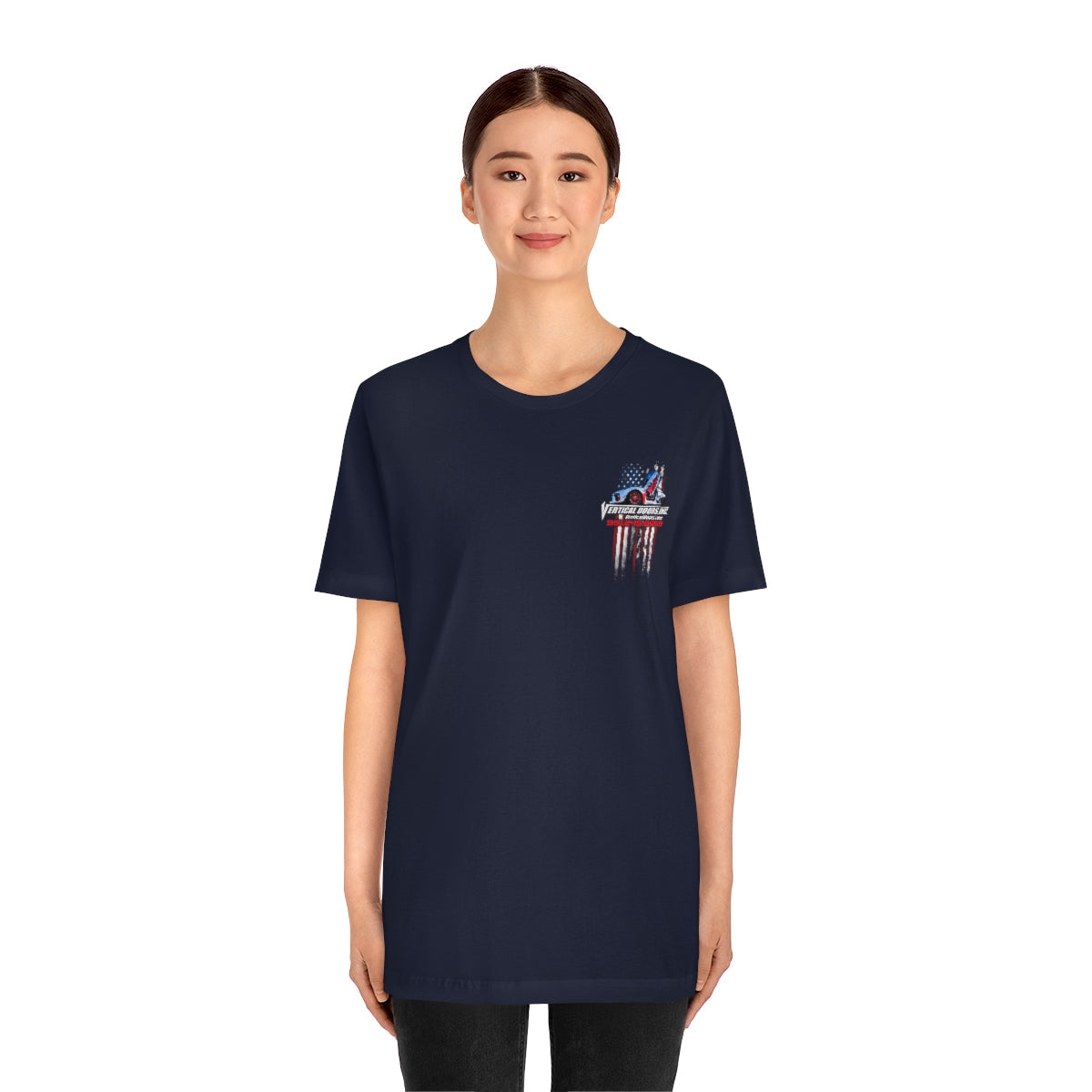 Unisex Jersey Short Sleeve Tee Tesla Model 3 Flag Color V VATES317