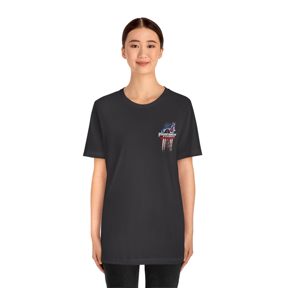 Unisex Jersey Short Sleeve Tee Tesla Model 3 Flag Color V VATES317