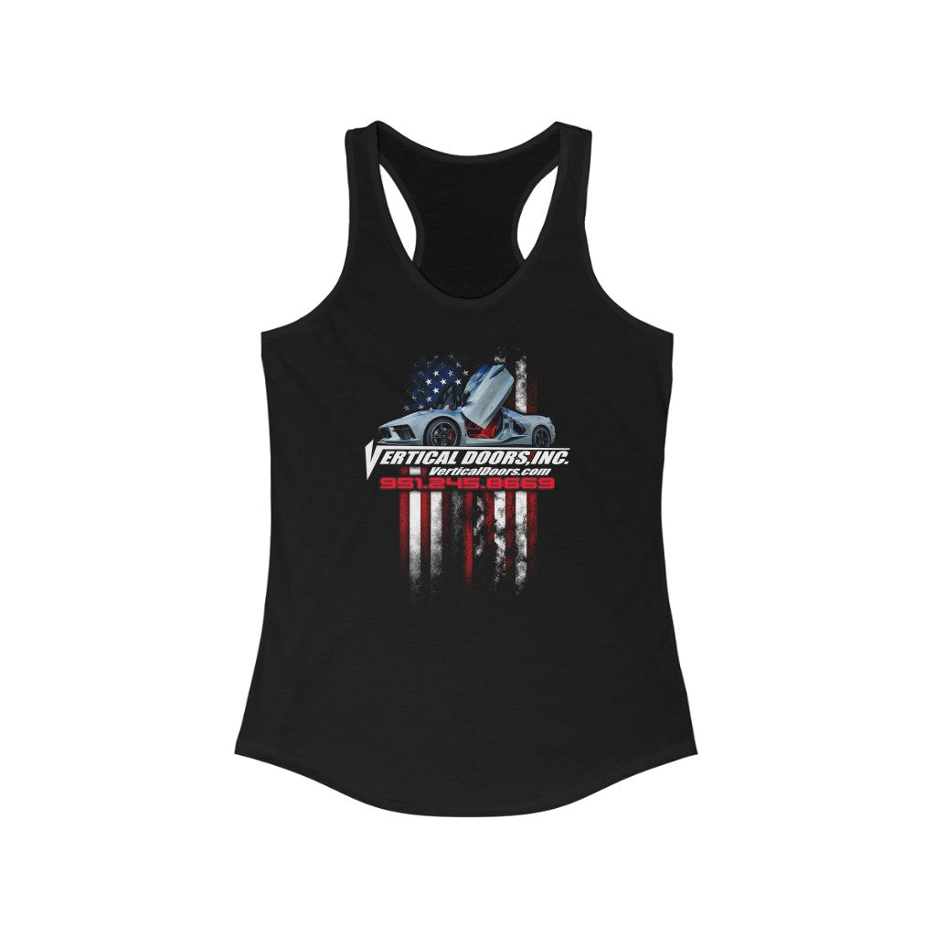 Women's Ideal Racerback Tank Chevrolet Corvette C8 USA Color Flag V