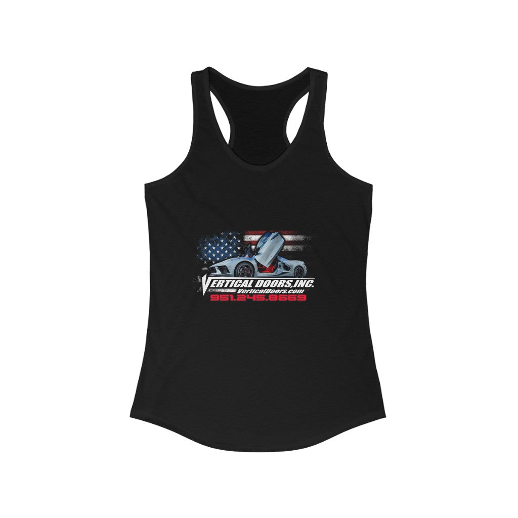 Women's Ideal Racerback Tank Chevrolet Corvette C8 USA Color Flag