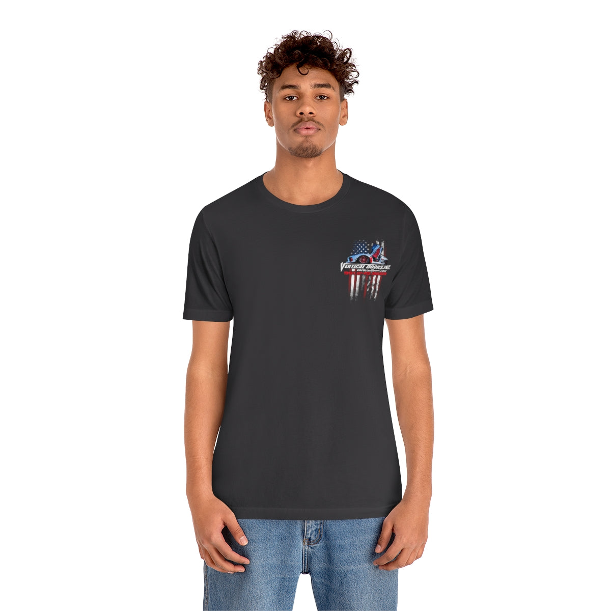 Unisex Jersey Short Sleeve Tee Tesla Model 3 Flag Color V VATES317