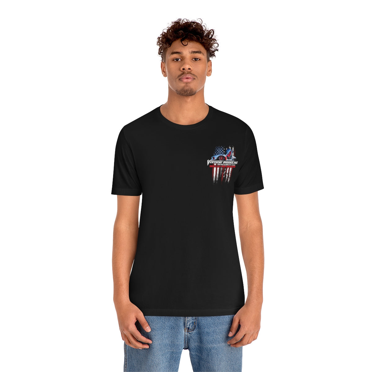 Unisex Jersey Short Sleeve Tee Tesla Model 3 Flag Color V VATES317