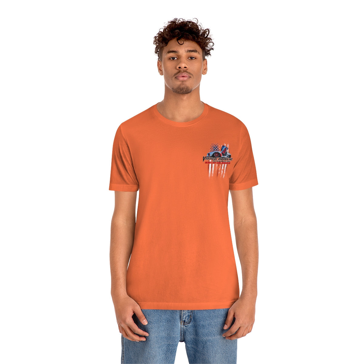Unisex Jersey Short Sleeve Tee Tesla Model 3 Flag Color V VATES317
