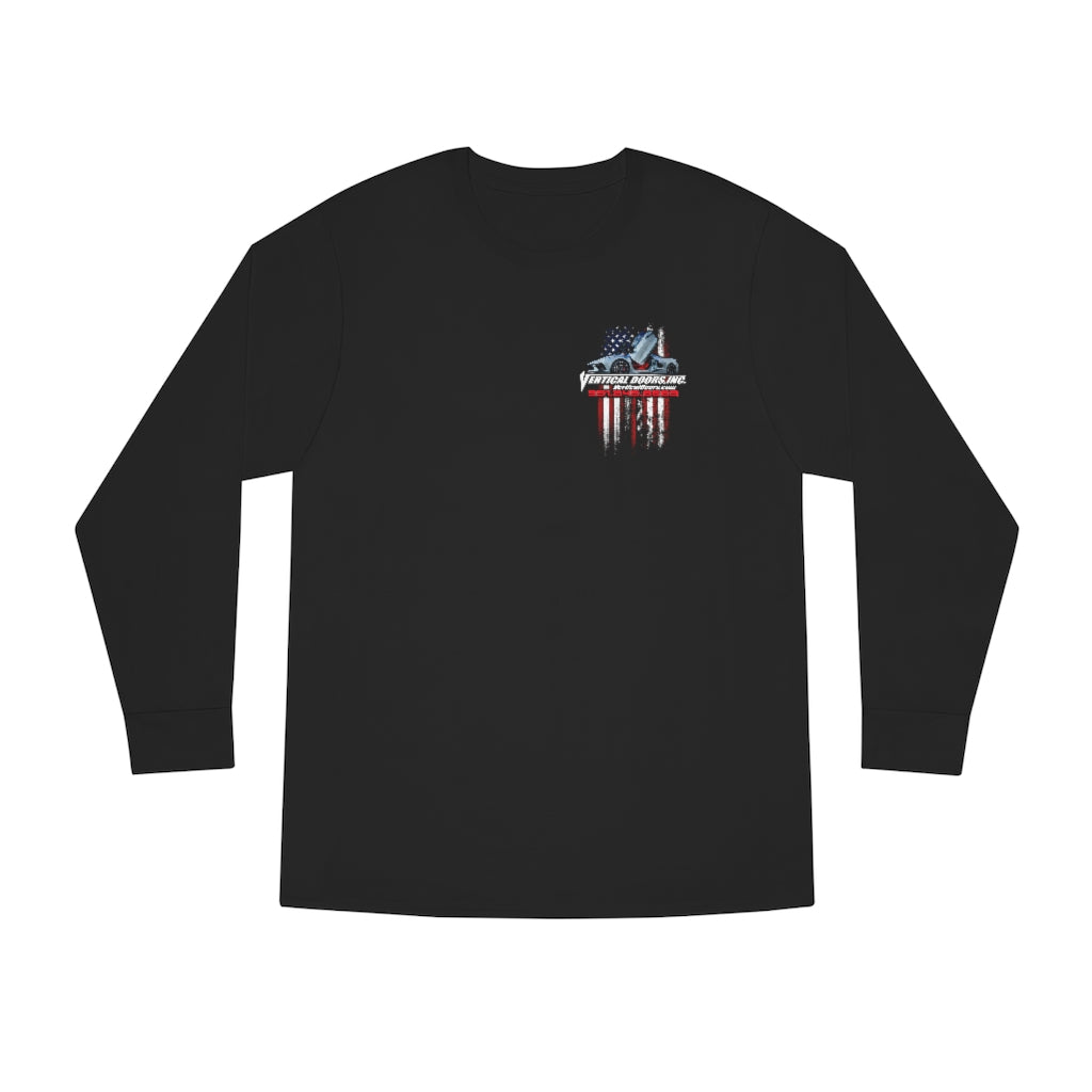 Long Sleeve Crewneck Tee Chevrolet Corvette C8 USA Color Flag V