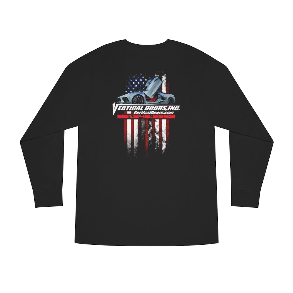 Long Sleeve Crewneck Tee Chevrolet Corvette C8 USA Color Flag V
