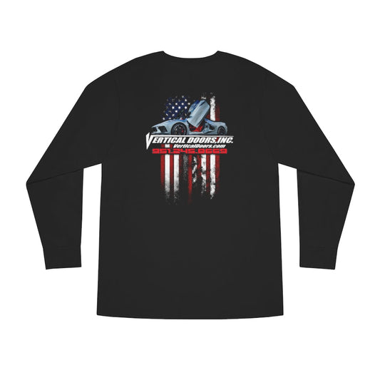 Long Sleeve Crewneck Tee Chevrolet Corvette C8 USA Color Flag V