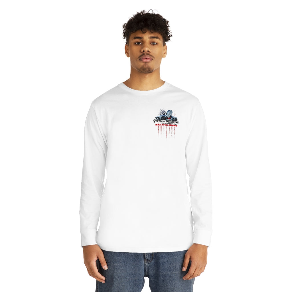 Long Sleeve Crewneck Tee Chevrolet Corvette C8 USA Color Flag V