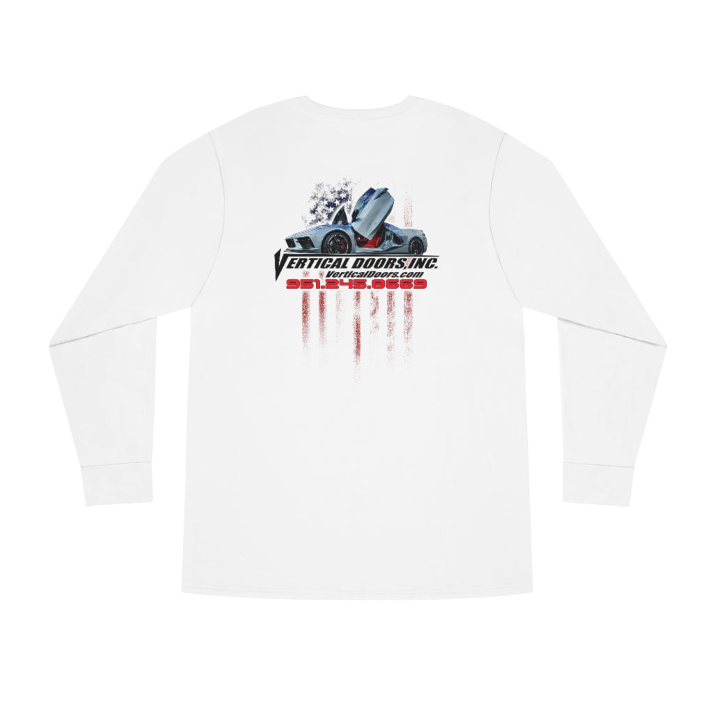 Long Sleeve Crewneck Tee Chevrolet Corvette C8 USA Color Flag V