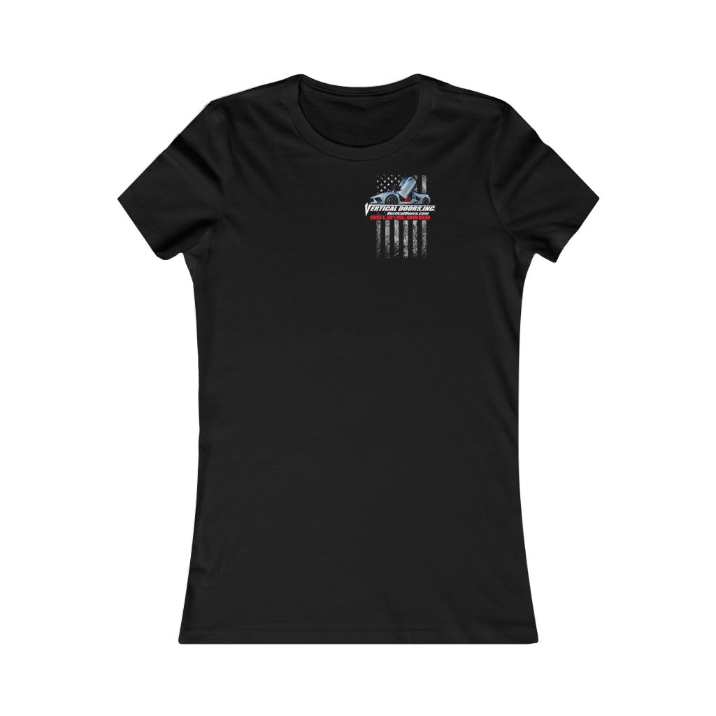 Women's Favorite Tee Chevrolet Corvette C8 USA Flag Vertical