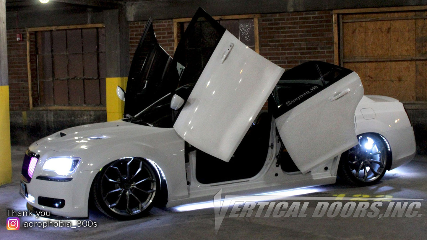 Vertical Lambo Doors on a Chrysler 300 @navarro_345v8 Installed by Ver –  Vertical Doors, Inc.