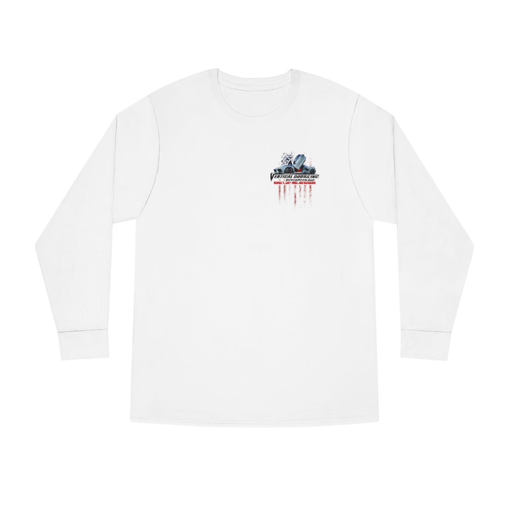 Long Sleeve Crewneck Tee Chevrolet Corvette C8 USA Color Flag V