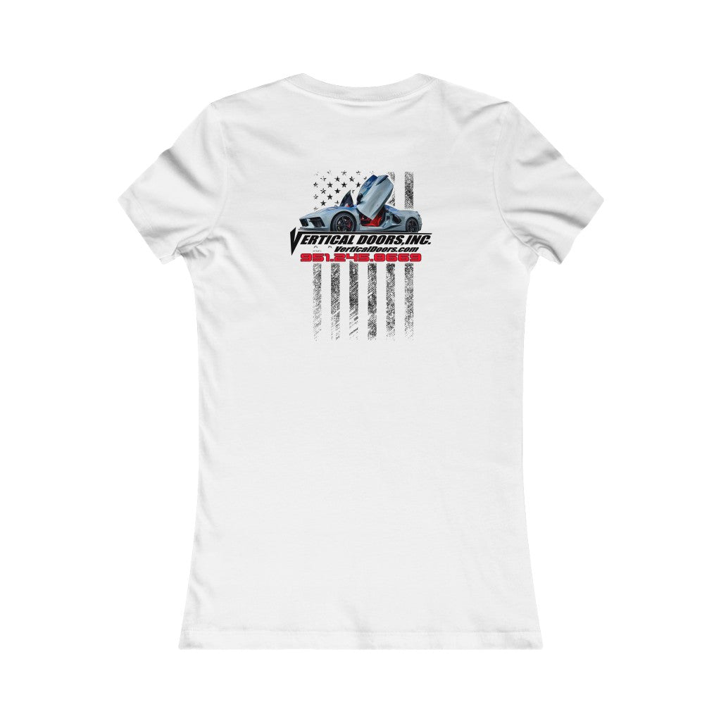 Women's Favorite Tee Chevrolet Corvette C8 USA Flag Vertical
