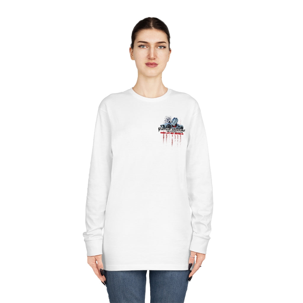 Long Sleeve Crewneck Tee Chevrolet Corvette C8 USA Color Flag V