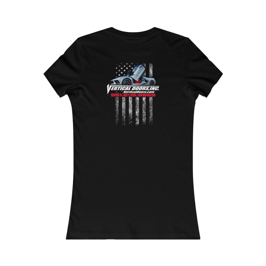 Women's Favorite Tee Chevrolet Corvette C8 USA Flag Vertical